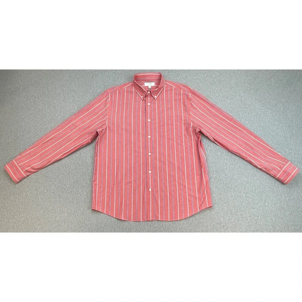 Banana Republic Shirt Mens Large Striped 100% Cotton Slim Untucked Button Down